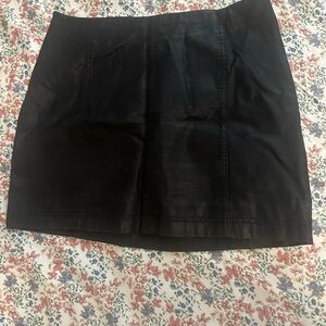 Free People Modern Femme Vegan Leather Black Mini Skirt